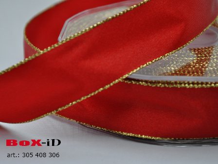 Double face satin metal edge : rood     25 mm x 25 m